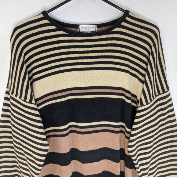 Vintage 90s Color Blocked Striped Oversized Sweater - Picture 3 of 9